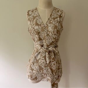 ALFANI Linen Wrap Top S